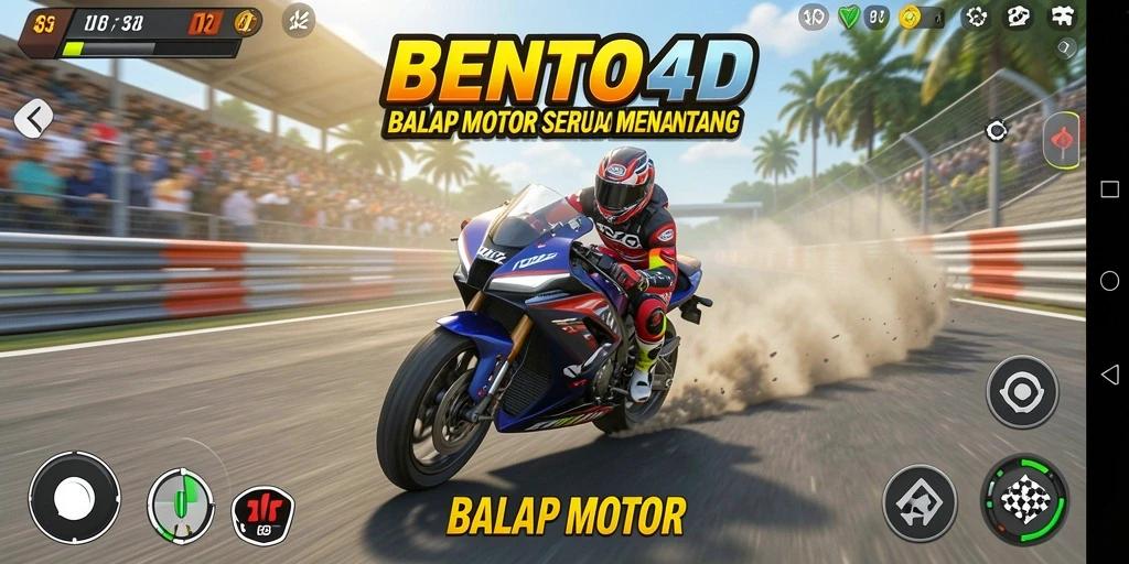 Tampilan antarmuka BENTO4D yang menakjubkan pada saat balapan.
