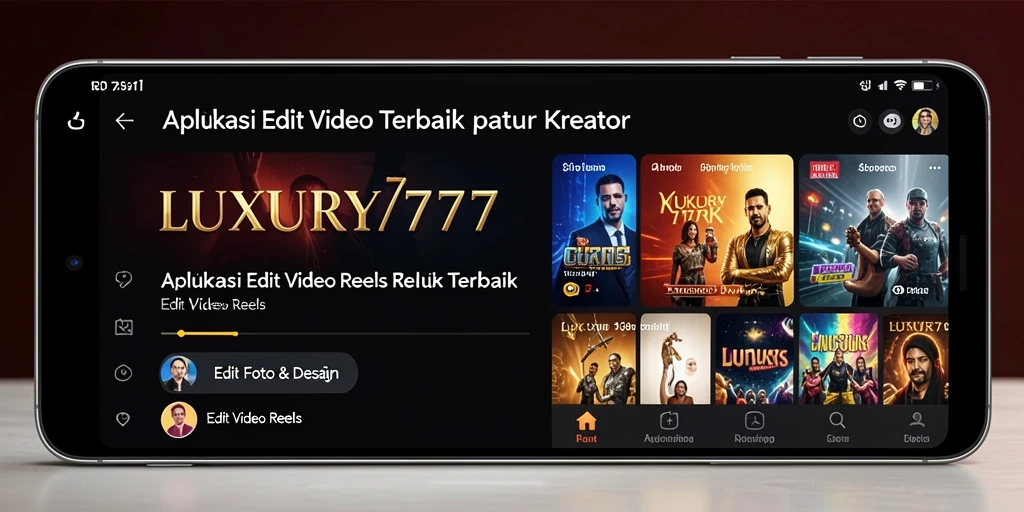 Antarmuka pengguna <strong>LUXURY777</strong> saat mengedit video reels yang menarik.