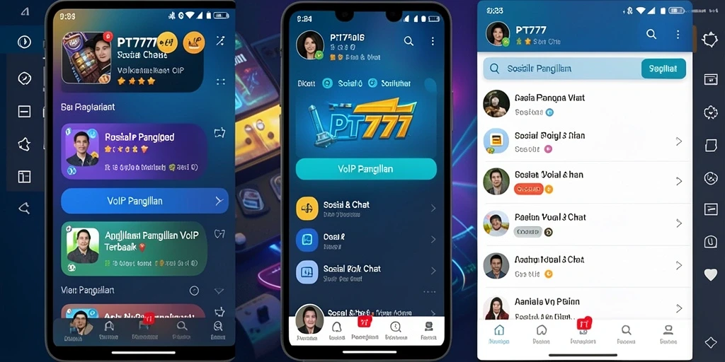 Antarmuka aplikasi PT777 untuk panggilan VoIP yang intuitif.